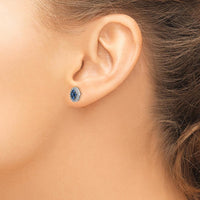 14K White Gold Oval Sapphire and Diamond Post Earrings - 0.12 Carat Total Sapphire Weight, 0.14 Carat Total Diamond Weight by Monteluci Fine Jewelry