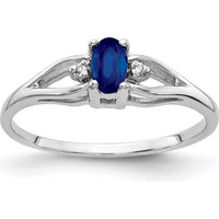 14K White Gold Oval Sapphire and Diamond Ring - 0.35 Carat Sapphire, 0.01 Carat Diamond by Monteluci Fine Jewelry