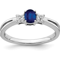 14K White Gold Oval Sapphire and Diamond Ring - 0.35 Carat Sapphire, 0.08 Carat Diamond by 0