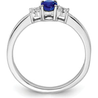 14K White Gold Oval Sapphire and Diamond Ring - 0.35 Carat Sapphire, 0.08 Carat Diamond by 0