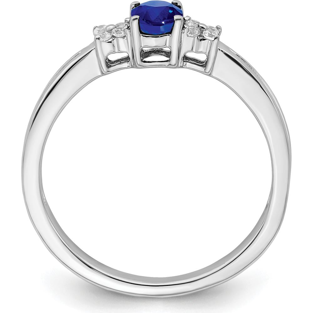 14K White Gold Oval Sapphire and Diamond Ring - 0.35 Carat Sapphire, 0.08 Carat Diamond by 0