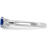 14K White Gold Oval Sapphire and Diamond Ring - 0.35 Carat Sapphire, 0.08 Carat Diamond by 0