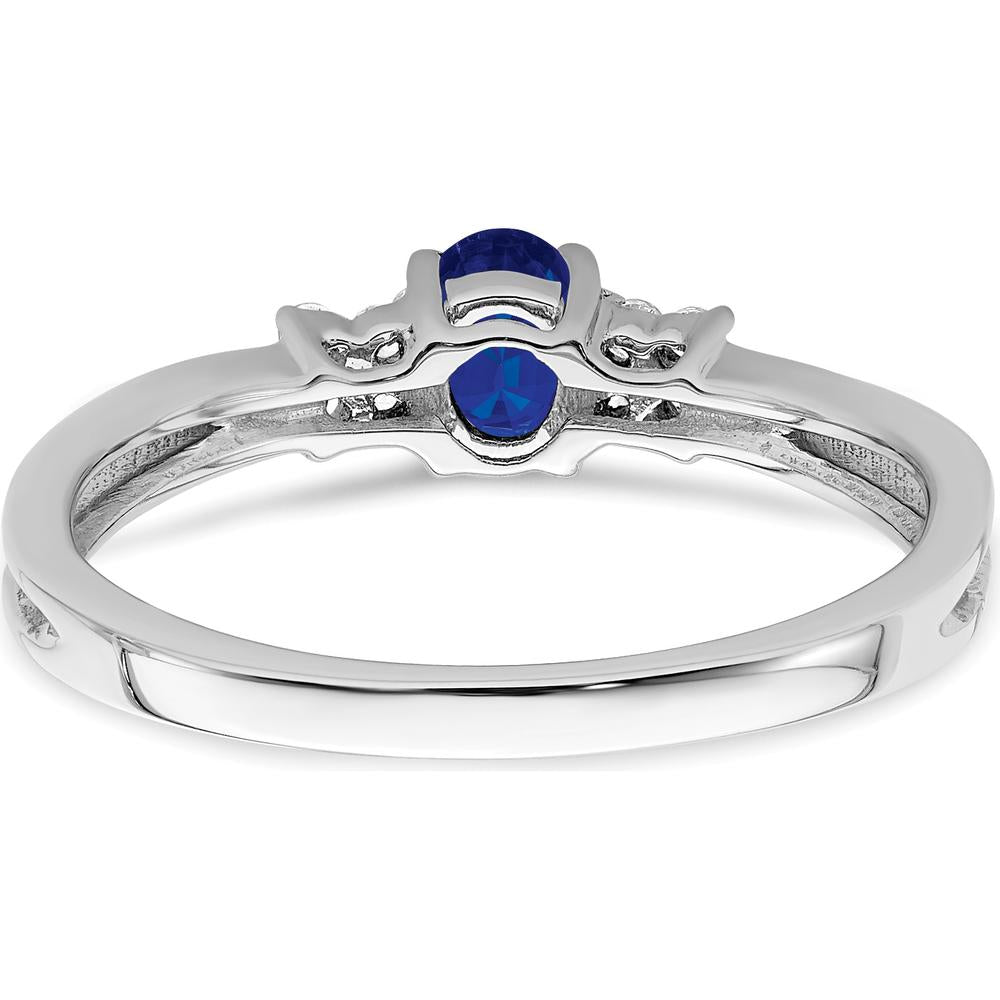 14K White Gold Oval Sapphire and Diamond Ring - 0.35 Carat Sapphire, 0.08 Carat Diamond by 0