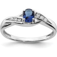 14K White Gold Oval Sapphire and Diamond Ring - 0.518 Carat Sapphire, 0.035 Carat Total Diamond Weight by 0