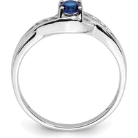 14K White Gold Oval Sapphire and Diamond Ring - 0.518 Carat Sapphire, 0.035 Carat Total Diamond Weight by 0