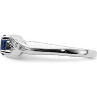 14K White Gold Oval Sapphire and Diamond Ring - 0.518 Carat Sapphire, 0.035 Carat Total Diamond Weight by 0