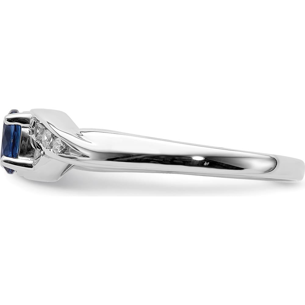 14K White Gold Oval Sapphire and Diamond Ring - 0.518 Carat Sapphire, 0.035 Carat Total Diamond Weight by 0