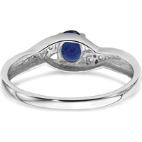 14K White Gold Oval Sapphire and Diamond Ring - 0.518 Carat Sapphire, 0.035 Carat Total Diamond Weight by 0
