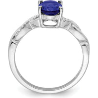 14K White Gold Oval Sapphire and Diamond Ring - 1.205 Carat Sapphire, 0.005 Carat Diamond Weight by 0