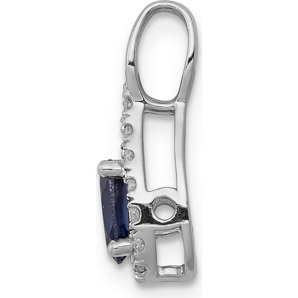 14K White Gold Oval Sapphire and Diamond Teardrop Halo Pendant - 0.50 Carat Sapphire, 0.096 Carat Diamond Total Weight by Lumare Gioia