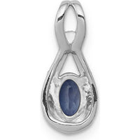 14K White Gold Oval Sapphire and Diamond Teardrop Halo Pendant - 0.50 Carat Sapphire, 0.096 Carat Diamond Total Weight by Lumare Gioia