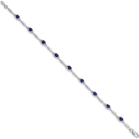 14K White Gold Oval Sapphire and Diamond Tennis Bracelet - 0.22 Carats Sapphire Total Weight, 0.01 Carats Diamond Total Weight by Monteluci Fine Jewelry