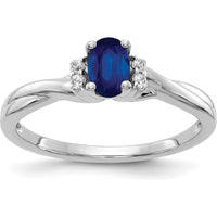 14K White Gold Oval Sapphire and Round Diamond Ring - 0.6 Carat Sapphire, 0.048 Carat Diamond by 0