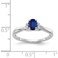 14K White Gold Oval Sapphire and Round Diamond Ring - 0.6 Carat Sapphire, 0.048 Carat Diamond by 0