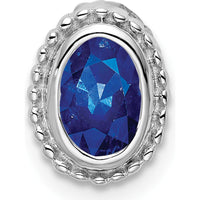 14K White Gold Oval Sapphire Beaded Edge Pendant - 0.6 Carat Natural Sapphire by Lumare Gioia