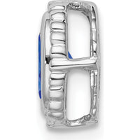 14K White Gold Oval Sapphire Beaded Edge Pendant - 0.6 Carat Natural Sapphire by Lumare Gioia