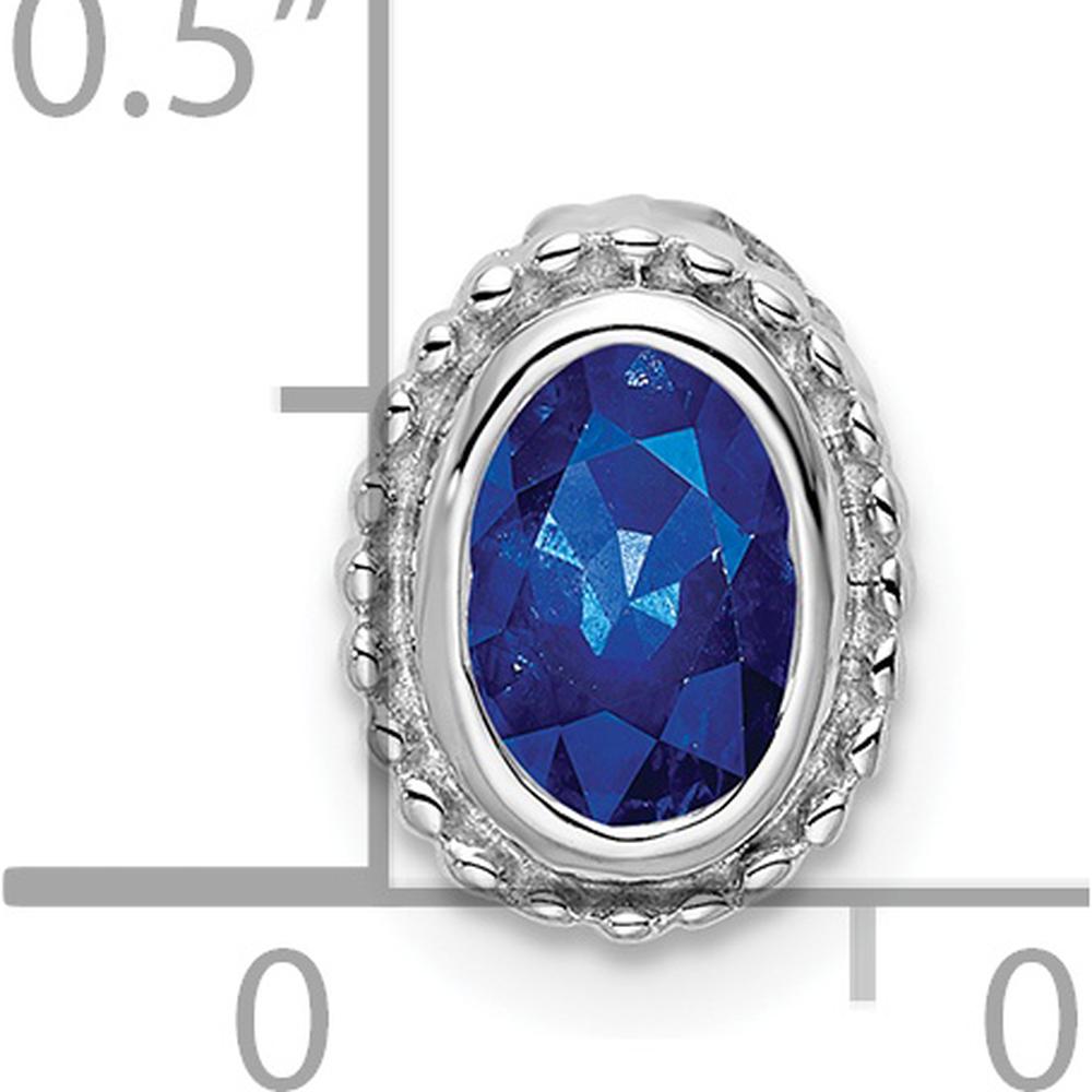 14K White Gold Oval Sapphire Beaded Edge Pendant - 0.6 Carat Natural Sapphire by Lumare Gioia