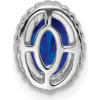 14K White Gold Oval Sapphire Beaded Edge Pendant - 0.6 Carat Natural Sapphire by Lumare Gioia