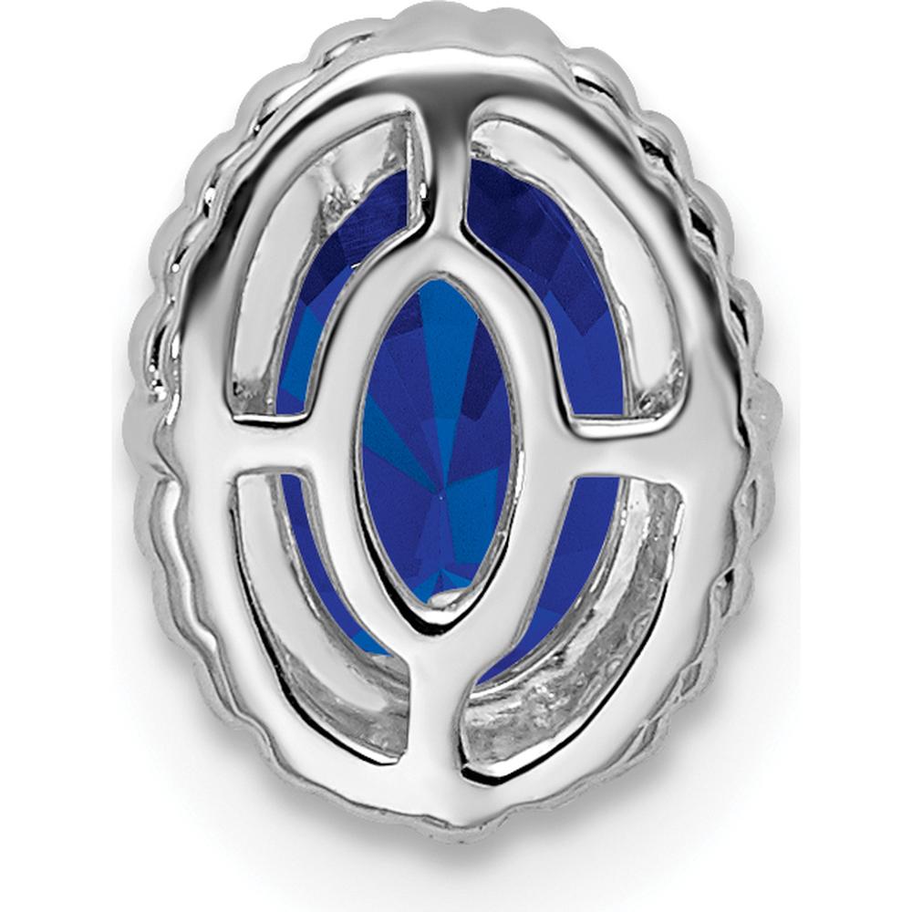 14K White Gold Oval Sapphire Beaded Edge Pendant - 0.6 Carat Natural Sapphire by Lumare Gioia