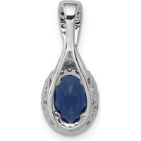 14K White Gold Oval Sapphire Halo Pendant with Round Diamonds - 0.9 Carat Sapphire, 0.0045 Carat Total Diamond Weight by Monteluci Fine Jewelry