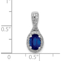 14K White Gold Oval Sapphire Halo Pendant with Round Diamonds - 0.9 Carat Sapphire, 0.0045 Carat Total Diamond Weight by Monteluci Fine Jewelry