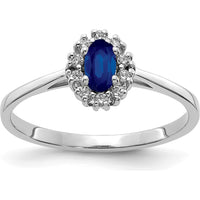 14K White Gold Oval Sapphire Halo Ring with Round Diamond Accents - 0.305 Carat Sapphire, 0.01 Carat Total Diamond Weight by 0