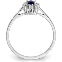 14K White Gold Oval Sapphire Halo Ring with Round Diamond Accents - 0.305 Carat Sapphire, 0.01 Carat Total Diamond Weight by 0
