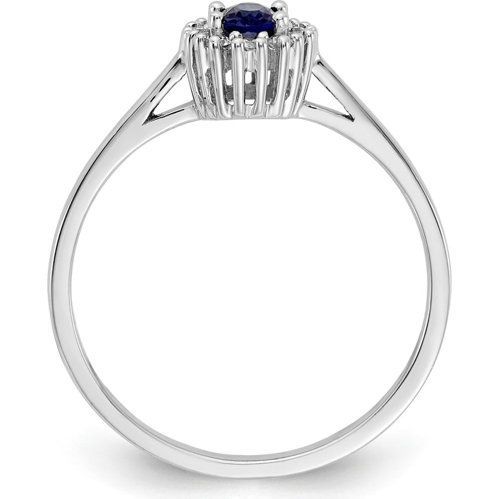 14K White Gold Oval Sapphire Halo Ring with Round Diamond Accents - 0.305 Carat Sapphire, 0.01 Carat Total Diamond Weight by 0