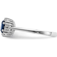 14K White Gold Oval Sapphire Halo Ring with Round Diamond Accents - 0.305 Carat Sapphire, 0.01 Carat Total Diamond Weight by 0
