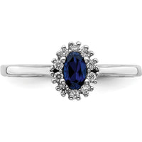 14K White Gold Oval Sapphire Halo Ring with Round Diamond Accents - 0.305 Carat Sapphire, 0.01 Carat Total Diamond Weight by 0