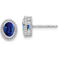 14K White Gold Oval Sapphire Post Earrings - 0.25 Carat Total Sapphire Weight by Monteluci Fine Jewelry