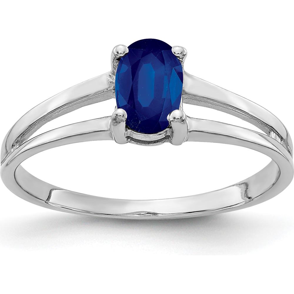 14K White Gold Oval Sapphire Ring - 0.65 Carat Natural Faceted Sapphire by Monteluci Fine Jewelry