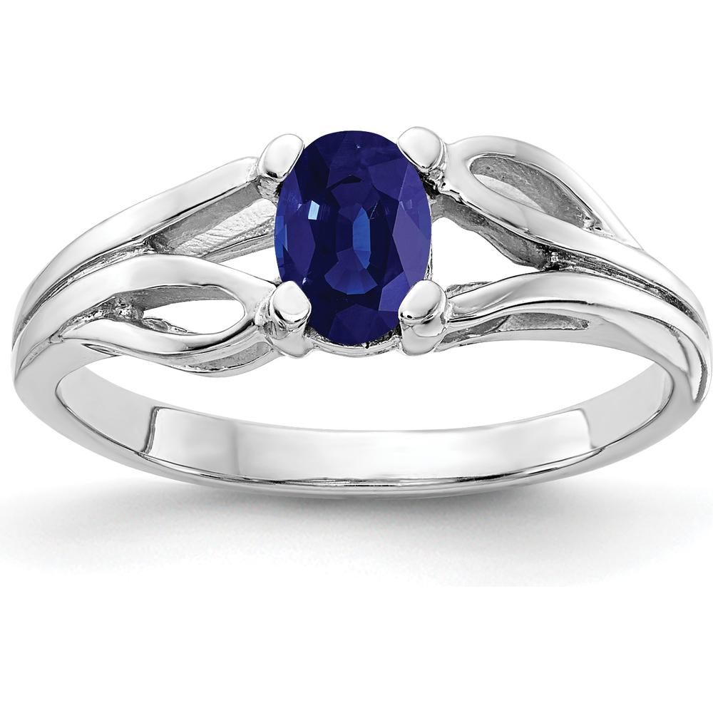 14K White Gold Oval Sapphire Ring with 0.65 Carat Faceted Blue Sapphire by Monteluci Fine Jewelry