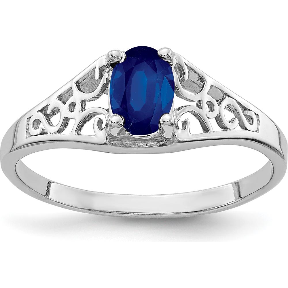 14K White Gold Oval Sapphire Ring with Faceted Blue Sapphire - 0.65 Carat by Monteluci Fine Jewelry