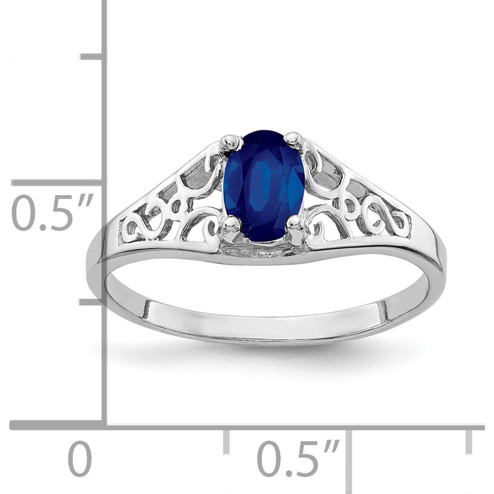 14K White Gold Oval Sapphire Ring with Faceted Blue Sapphire - 0.65 Carat by Monteluci Fine Jewelry