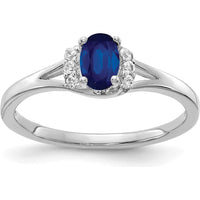 14K White Gold Oval Sapphire Ring with Round Diamond Accent - 0.6 Carat Sapphire, 0.069 Carat Diamonds by 0