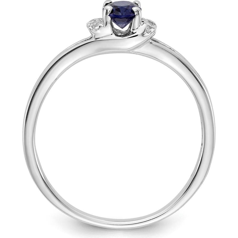 14K White Gold Oval Sapphire Ring with Round Diamond Accent - 0.6 Carat Sapphire, 0.069 Carat Diamonds by 0