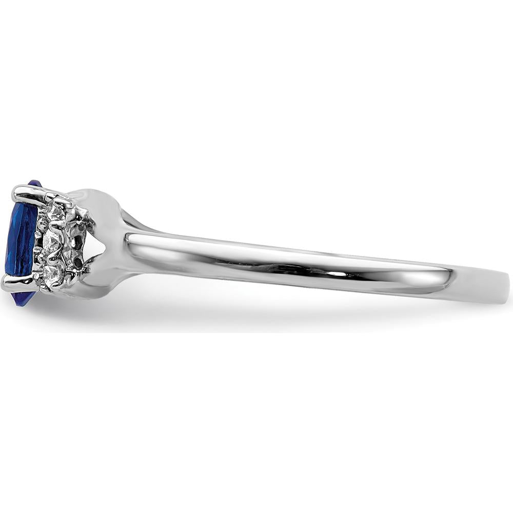 14K White Gold Oval Sapphire Ring with Round Diamond Accent - 0.6 Carat Sapphire, 0.069 Carat Diamonds by 0