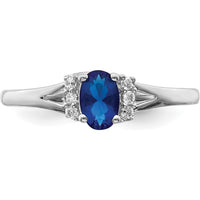 14K White Gold Oval Sapphire Ring with Round Diamond Accent - 0.6 Carat Sapphire, 0.069 Carat Diamonds by 0