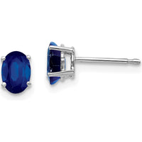 14K White Gold Oval Sapphire Stud Earrings - 0.65 Carat Total Sapphire Weight by Monteluci Fine Jewelry
