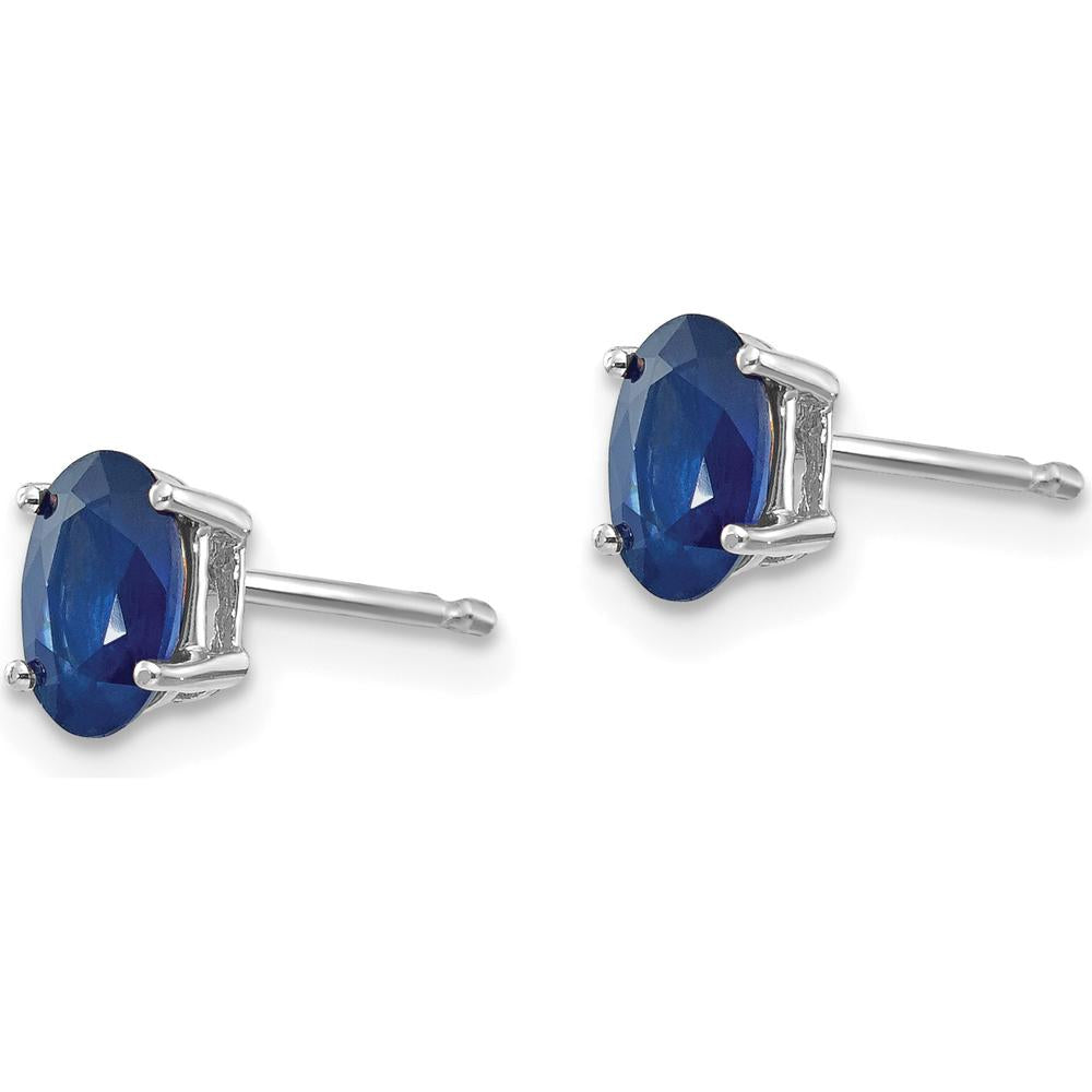 14K White Gold Oval Sapphire Stud Earrings - 0.65 Carat Total Sapphire Weight by Monteluci Fine Jewelry