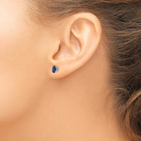 14K White Gold Oval Sapphire Stud Earrings - 0.65 Carat Total Sapphire Weight by Monteluci Fine Jewelry