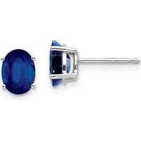 14K White Gold Oval Sapphire Stud Earrings - 1.05 Carat Total Sapphire Weight by Monteluci Fine Jewelry