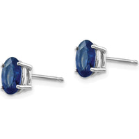 14K White Gold Oval Sapphire Stud Earrings - 1.05 Carat Total Sapphire Weight by Monteluci Fine Jewelry