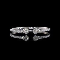14K White Gold Oval Shape Bangle Bracelet with Black Rhodium Accents and Lab Diamonds - 4.29 Carat Total Diamond Weight - Covaloro Fine Jewelry