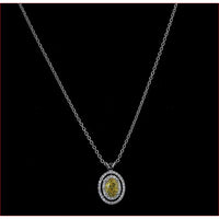 14K White Gold Oval Shape Double Halo Pendant with Fancy Vivid Yellow Lab Diamond and 48 Brilliant Cut Lab Diamonds - 1.16 Carat Total Diamond Weight - Covaloro Fine Jewelry