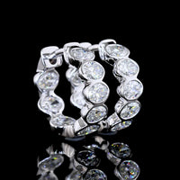 14K White Gold Oval Shape Huggie Earrings with Bezel Set Lab Grown Diamonds - 3.86 Carat Total Diamond Weight - Covaloro Fine Jewelry