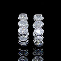 14K White Gold Oval Shape Huggie Earrings with Bezel Set Lab Grown Diamonds - 3.86 Carat Total Diamond Weight - Covaloro Fine Jewelry