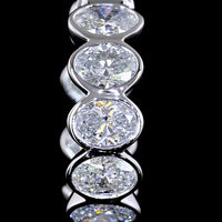 14K White Gold Oval Shape Huggie Earrings with Bezel Set Lab Grown Diamonds - 3.86 Carat Total Diamond Weight - Covaloro Fine Jewelry