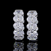 14K White Gold Oval Shape Huggies Earrings with 32 Prong Set Lab Diamonds - 8.62 Carats Total Diamond Weight - Covaloro Fine Jewelry